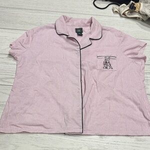 Laura Ashley Pink and White Striped Pajama Top